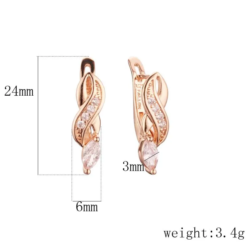 FJ женские сережки с подвесками 585 розовое золото Цвет белый кубический цирконий cкручивание плетение волос Twist weaving ювелирные изделия