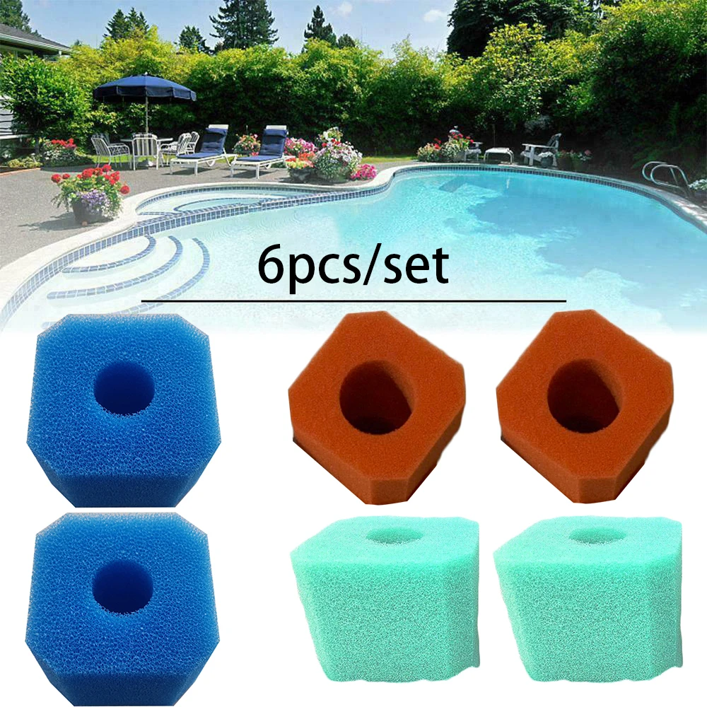 

6pcs Spa Hot Tub Swimming Pool Filter Washable Reusable Fits For S1 V1 Type Bio Foam