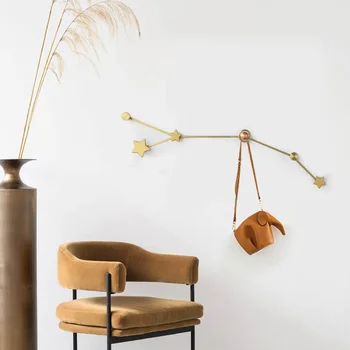 

DIY Wall Mounted Constellations Brass Hangers For Clothes Hat Hook Row Robe Hooks for Living Room Hardware Star Decoration