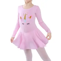 BAOHULU/балетное трико с рисунком из мультфильма для девочек; платье с длинным рукавом для балета; платье-пачка; цвет розовый, фиолетовый