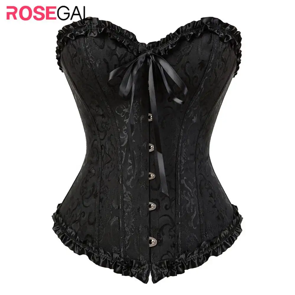 ROSEGAL размера плюс кружевной бант оборки бюстье нижнее белье сексуальный атласный