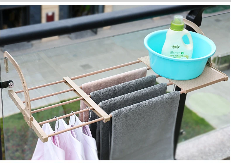 Home Balcony Hanging Shelf Adjustable Foldable Clothes Shoes Drying Racks Holder Multifunction Storage Organizer Shelves