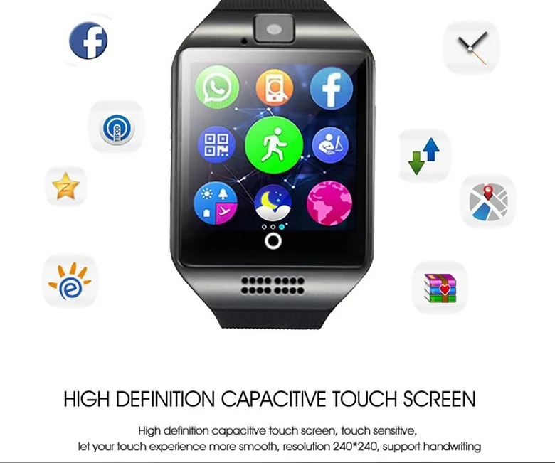 Q18 Смарт-часы с поддержкой сим-карта TF сенсорный экран с камерой для телефона Android фитнес-трекер Bluetooth Smartwatch