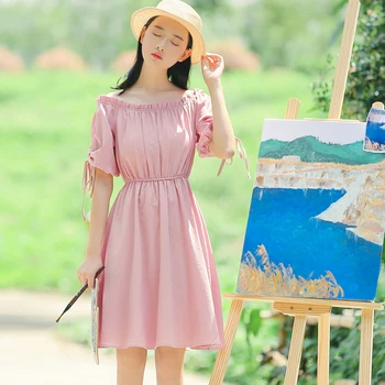 

EAD 2020 summer new retro college style short-sleeved dress female Korean temperament elegant high waist sexy word large dress