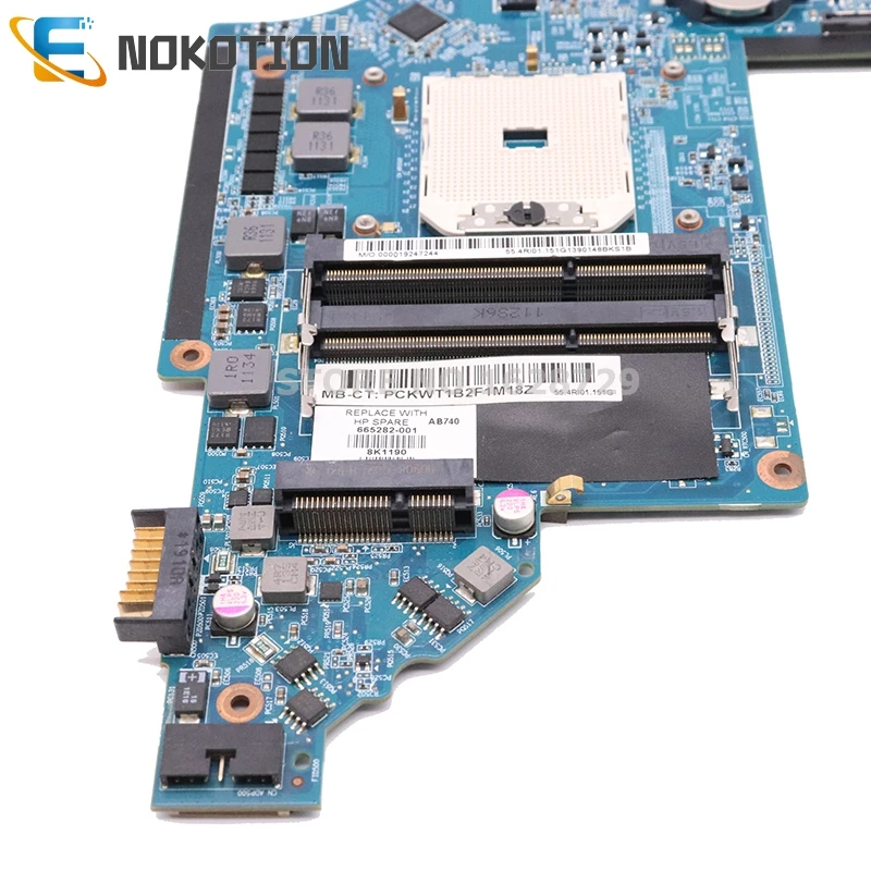 NOKOTION 665282-001 для hp Pavilion DV6 DV6-6000 Материнская плата ноутбука Разъем fs1 DDR3 полный тест