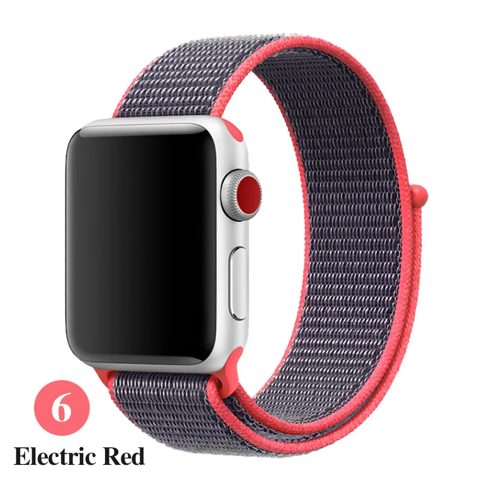 Bright pink Band For Apple Watch Series 5 4 3 2 1 38MM 42MM watchband Breathable Nylon Strap Sport Loop for iwatch Bracelet 40MM 44MM - Band Color: Bright pink