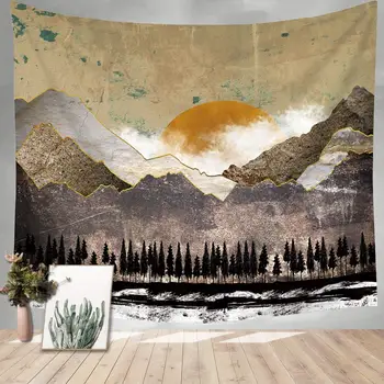 

Psychedelic Mountain Forest Sunset Tapestry Wall Hanging for Girls Home Room