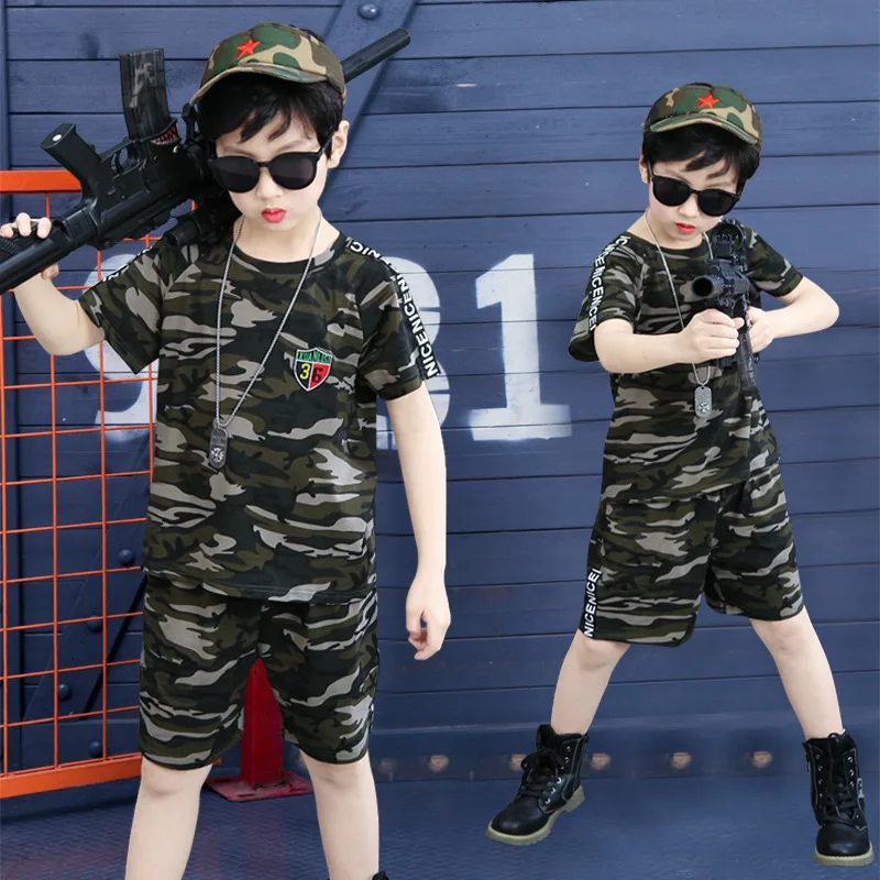

BOY'S Summer Camouflage 2019 New Style Set Children Korean-style Childrenswear Uniform Big Boy Short Sleeve Military Training Cl