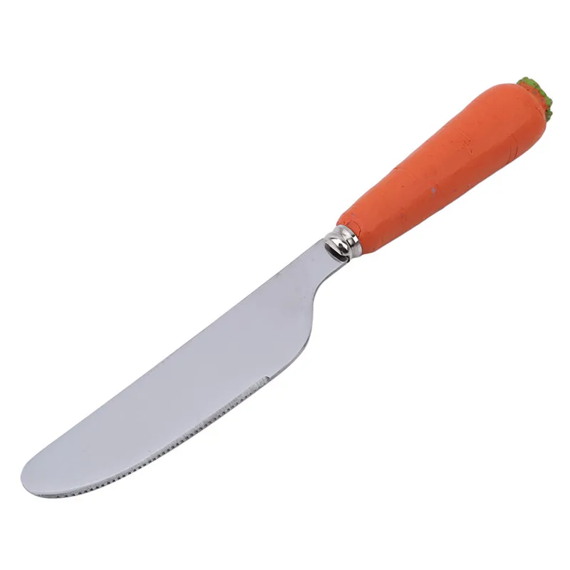 Carrot knife Детская ложка из нержавеющей стали, нож, вилка, милый мультфильм, Западная еда, столовые приборы, детская посуда для кормления, столовая посуда - Цвет: Carrot knife