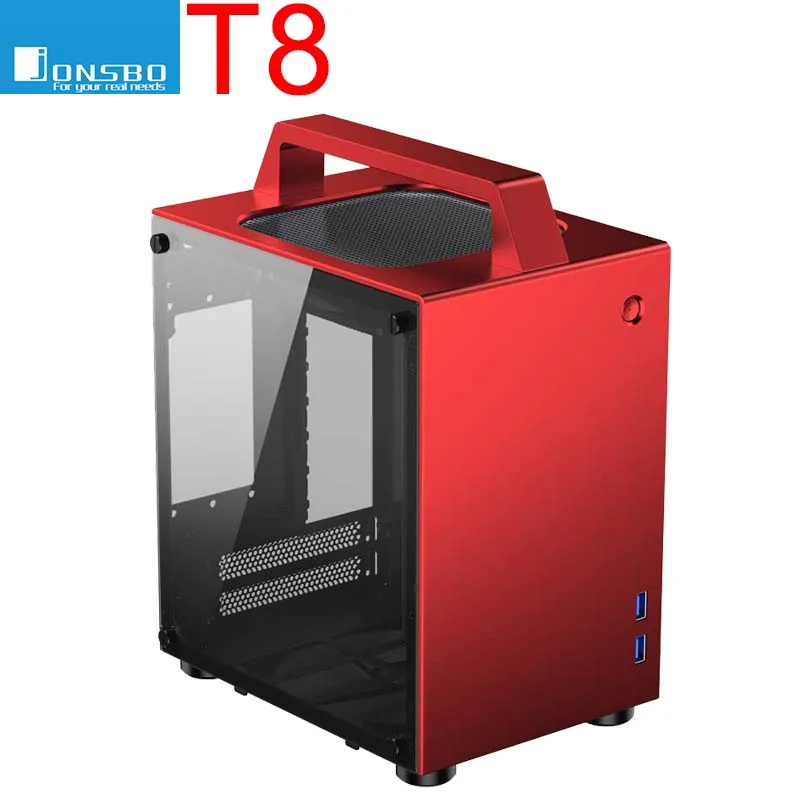 Cheap Jonsbo T8 ITX portable MINI aluminum chassis Side transparent Small computer handle case