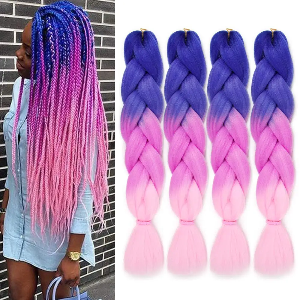 YXHAIR 100g 48 Inch Synthetic Jumbo Box Braids Expression Crochet Hair Extension for Women Pre Stretched Yaki Ombre