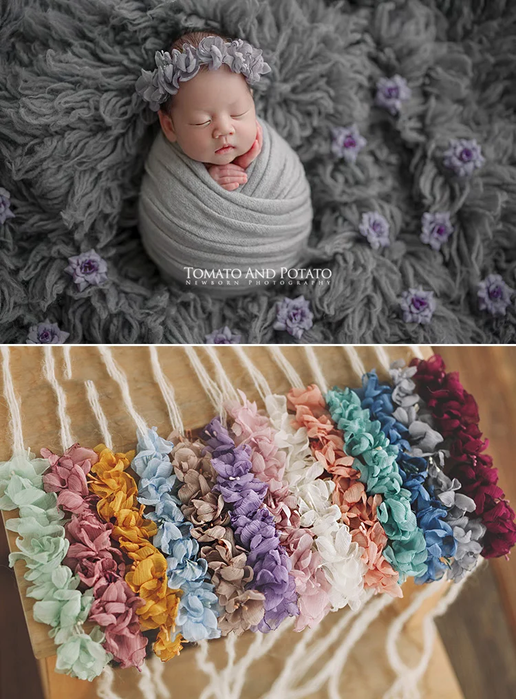 13 Color Newborn Photography Props Fairy Hot Printed Pattern Headwear Hair Band Flower for Baby Studio Shooting Prop Accessories 50pcs cherry bow knot flower pattern hanging card 6 4x4cm foldable tag for hair accessories packaging jewelry retail price label