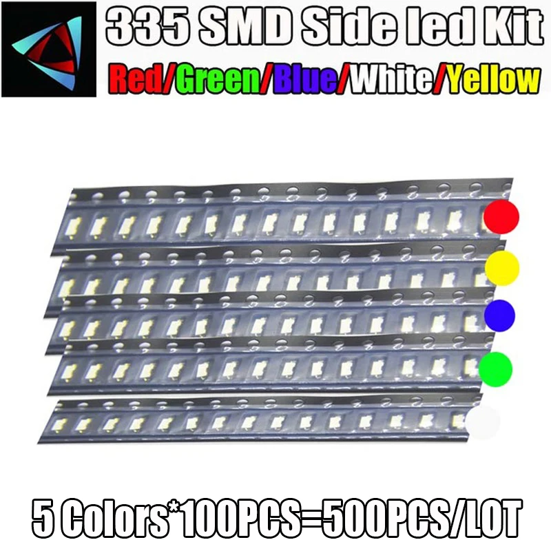 500 шт. 335 5 цветов * 100 боковой SMD светодиодный комплект 4008 4 0*1 8*0 8 мм красный желтый