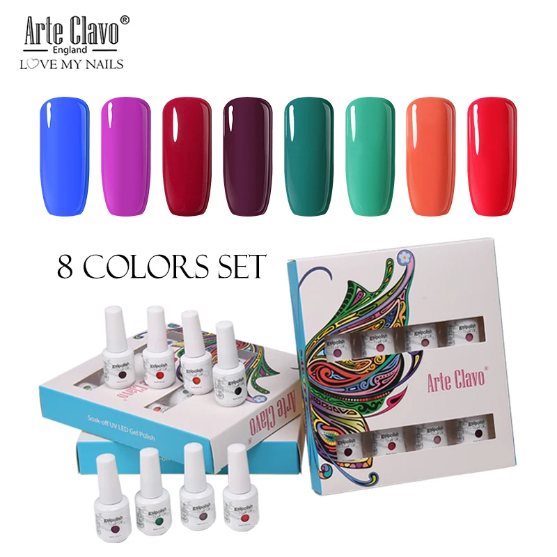 ZH12 Arte Clavo 8 Colors Gift Sets Box 8ml UV Gel Nail Polish Nail Art Gel Polish Vernis Semi Permanent Nail Primer Gel Varnishes - Цвет: ZH12