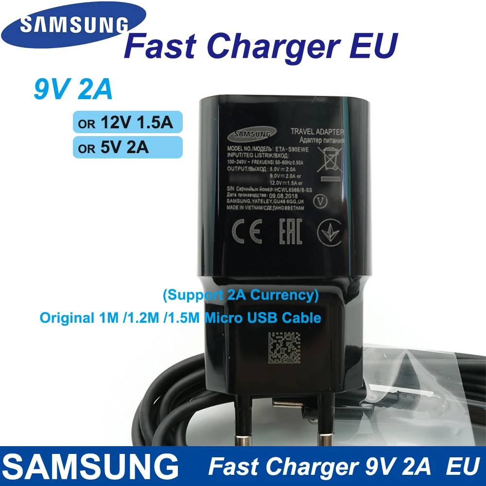Для samsung 9V2A быстрое зарядное устройство Европейский настенный адаптер зарядка