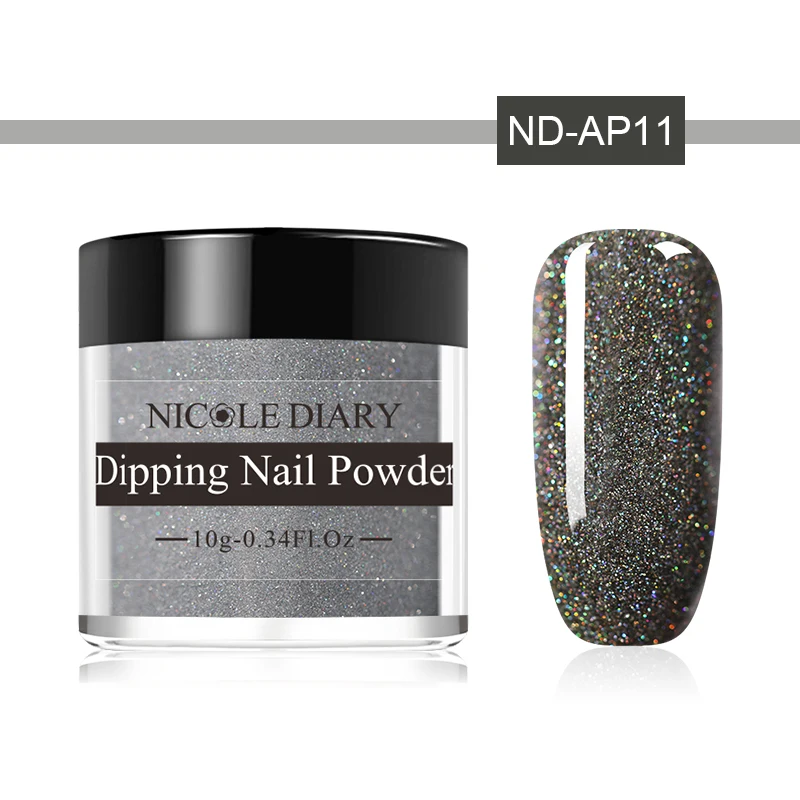 NICOLE DIARY Holo Dip Nail Порошковая голографическая блестящая пудра для ногтей с хромовым пигментом, основа для ногтей, жидкое украшение для ногтей - Цвет: AP11