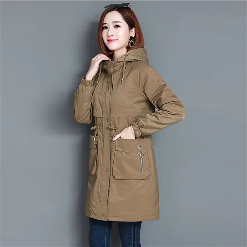 Autumn New Women's Jacket Long Section Korean Large Size Parkers Solid Color Loose down Cotton Jacket Ladies Coats YH531