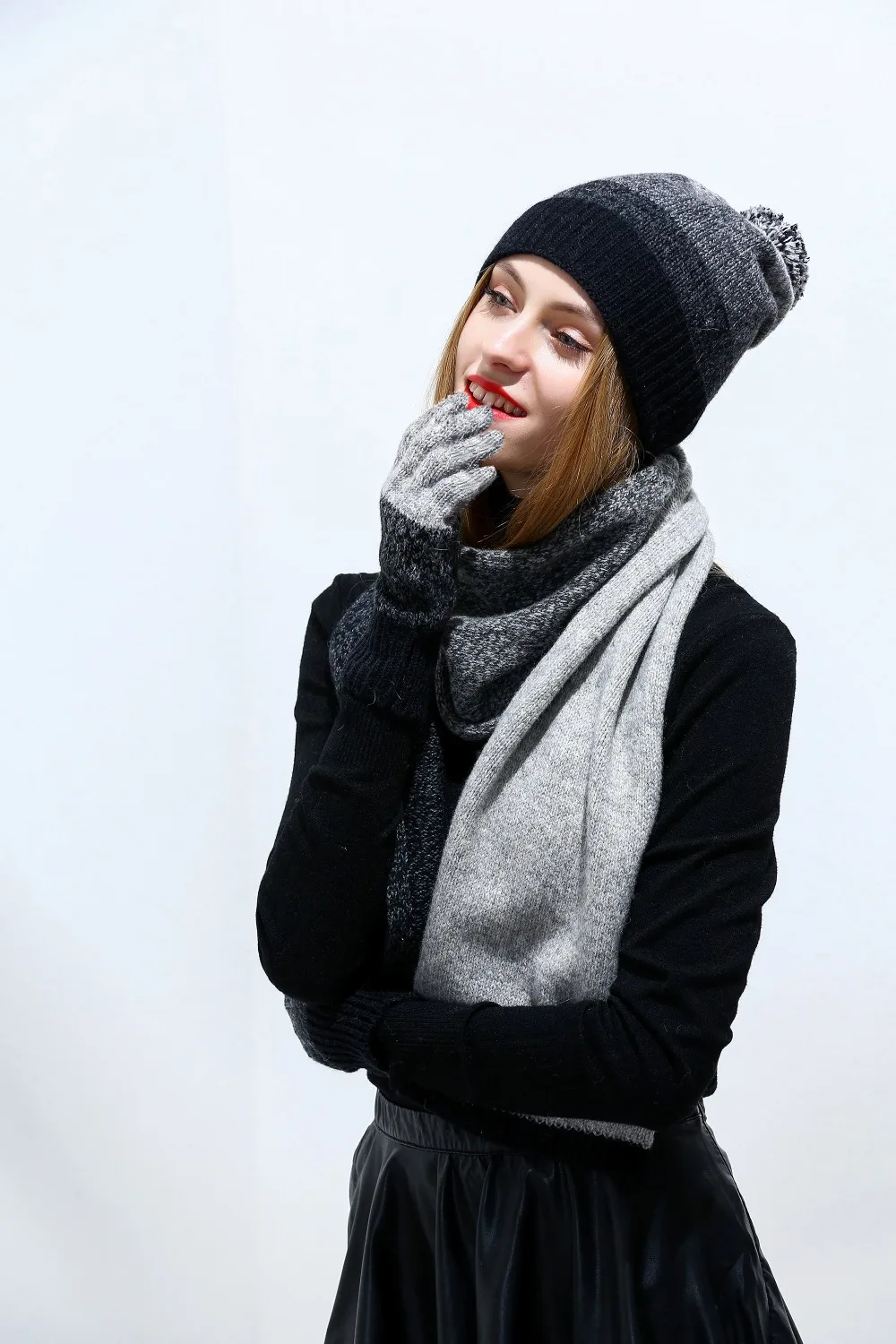 KBB, женская шапка, шарф, перчатки, набор, вязанная шерсть, овечья шерсть, мужской, унисекс, женский шарф, шапка, перчатки с шапочкой, шапки для зимы