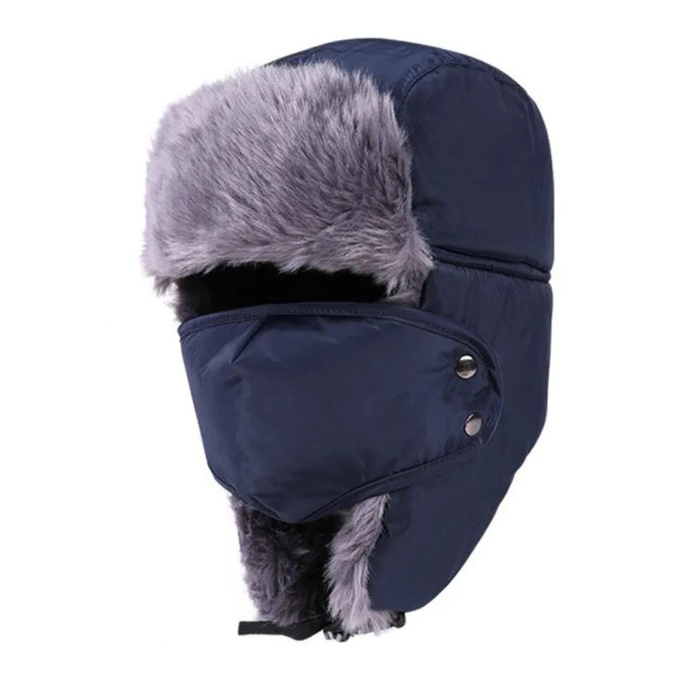 Зимняя бархатная теплая шапка унисекс для пеших прогулок, ветрозащитная теплая зимняя Лыжная Шапка Авиатор с маской