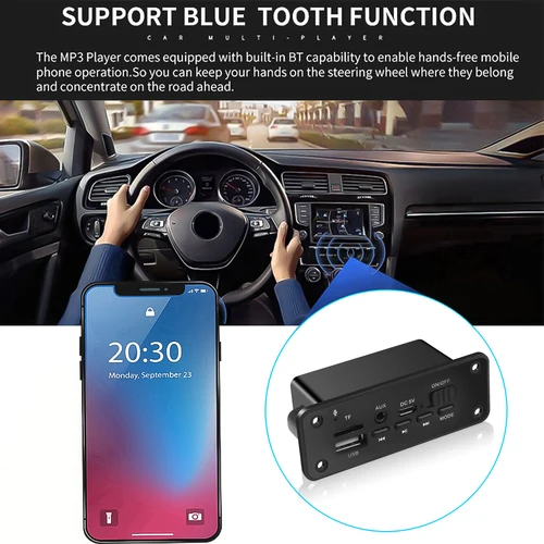 Kebidu 차량용 블루투스 MP3 WMA 디코더 보드, DC 5V 오디오 모듈, USB TF 라디오, 무선 FM 수신기, MP3 플레이어, 2x3 W 앰프 5