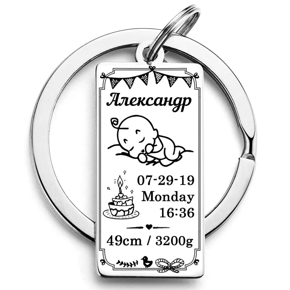 Personalized Keyring Keychain Birth-Weight-Height Born Baby Tailor-Made Mom Gift Name