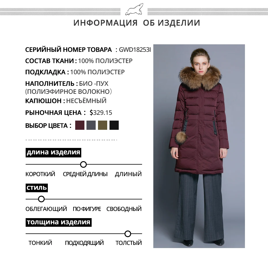 ICEbear Новинка женское пальто облегающая женская куртка меховой воротник из енота бренд одежды толстая теплая ветрозащитная куртка GWD18253