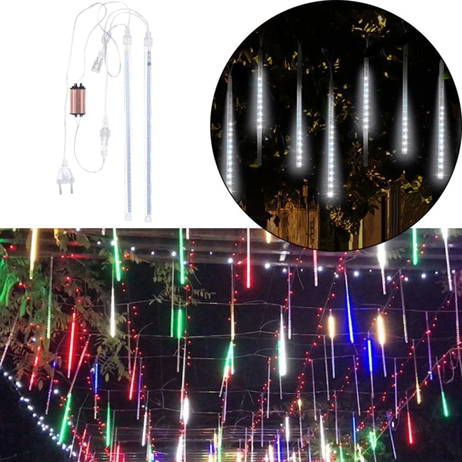 2pc 30 Meteor Shower Rain 8 Tubes Led String Lights Waterproof Christmas Outdoor Patio Decorations Wedding Navidad Tree Holiday mini fairy lights