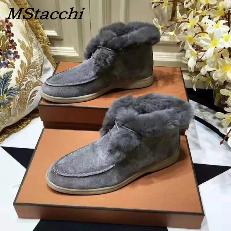 Mcacchi/Лидер продаж; женские ботильоны для женщин; замшевые зимние ботинки на шнуровке; зимняя удобная обувь на плоской подошве; женские шерстяные ботинки