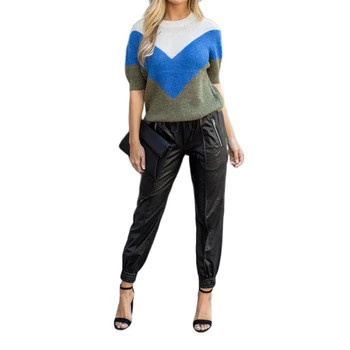 

Sexy Women Pants High Waisted PU Leather Leggings New Ladies Trousers Zipper Pocket Ankle Length Pants Trousers