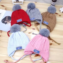 Милый Дети зимняя вязаная шапка Девочка Мальчик ребёнок младенец зимний теплый вязанный вязаная шапка, шапочка Кепки Czapki Dla Dzieci