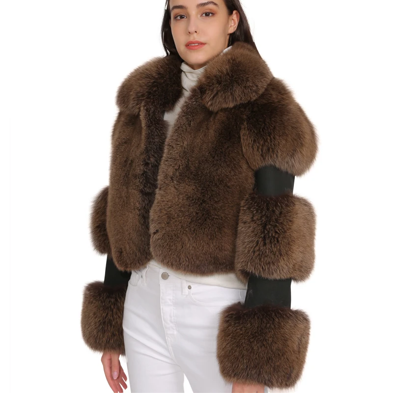 

2019 New Women Warm Real Fox Fur Coat Short Winter Fur Jacket Outerwear for Women Hot Promotion Natural Blue Fox Fur Coats