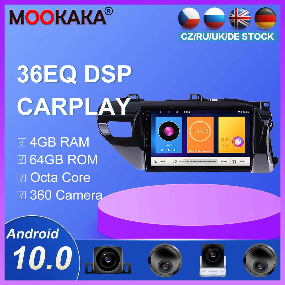 GPS навигатор радиопроигрыватель для Toyota Hilux RHD 2015 2016 2017 2018 Android 10 0 мультимедийный
