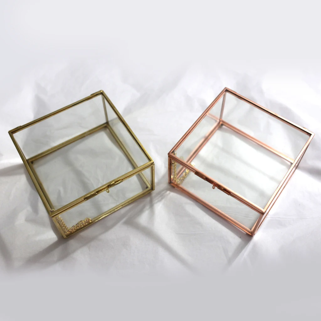 Glass House Terrarium Geometric Container Planter Wedding Card Box Candle Table Decor - 13 x 13 x 8cm