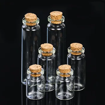 

1PCS 20ml Wishing Bottle Glass Message Vials Jars with Lid Drifting Bottle Cork Stopper Mini Transparent Glass Bottle