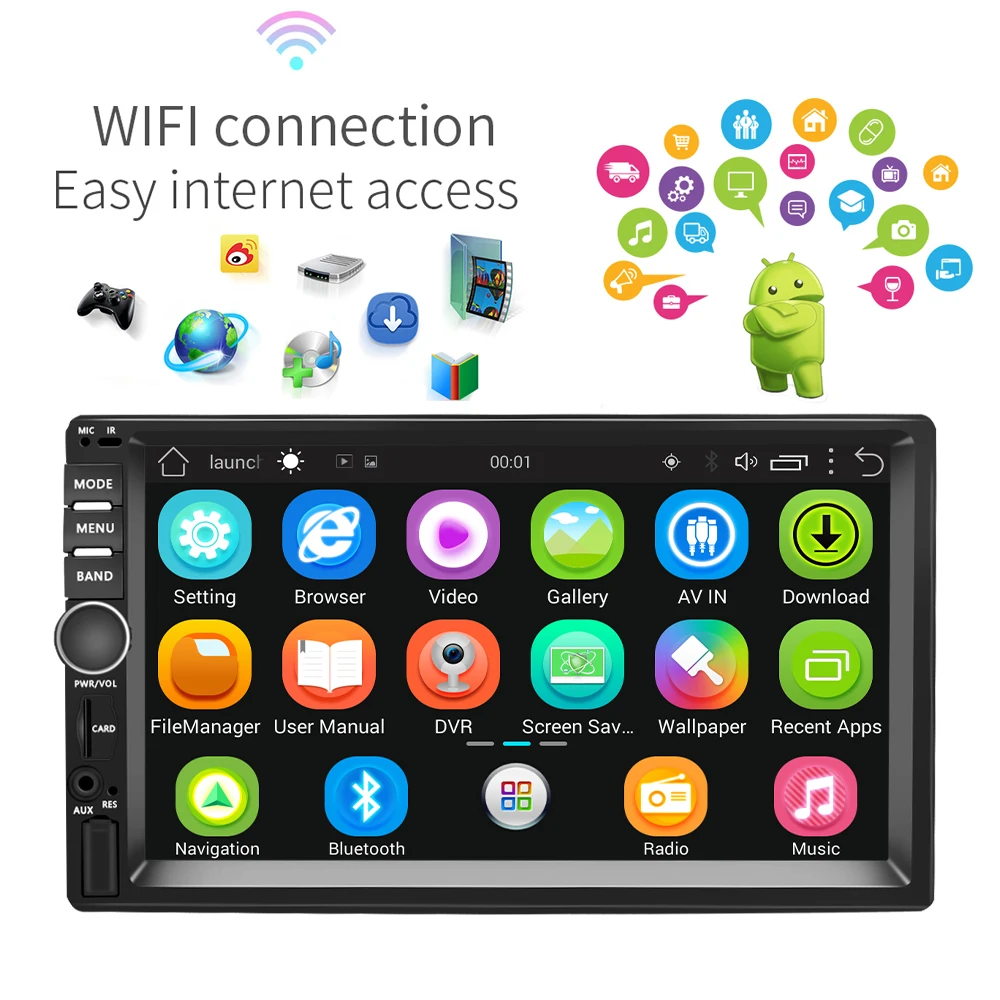  Podofo 2 din autoradio mit GPS navigation WIFI FM BIN ISO Android Mirrorlink Autoradio 2Din 7''for 