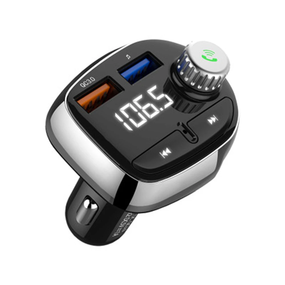 Автомобильный Bluetooth 5,0 fm-передатчик, беспроводной автомобильный комплект громкой связи, аудио приемник, Авто mp3-плеер, 2.1A, двойное USB быстрое зарядное устройство