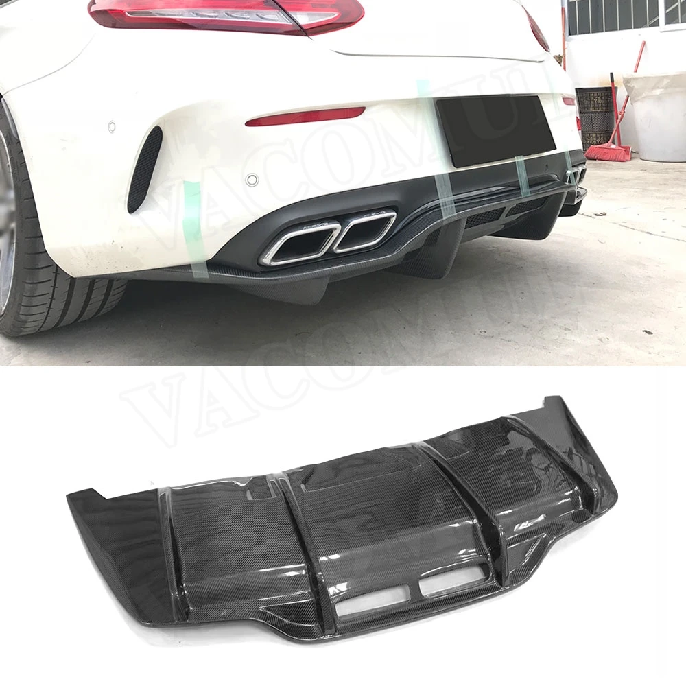 P Стиль углеродного волокна задний бампер для губ Диффузор для Mercedes Benz C Class W205 C205 C63 AMG Coupe - Цвет: Coupe 2 door