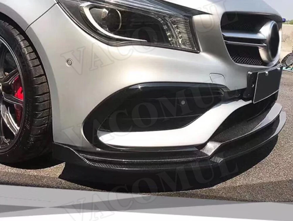 Углеродное волокно двойной передний бампер спойлер для Mercedes Benz CLA класс W117 CLA200 CLA250 CLA45 AMG подтяжка лица