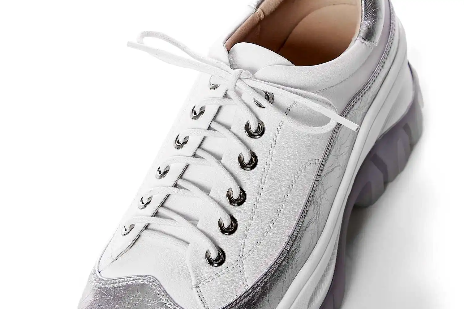 Krazing pot genuine leather platform thick bottom lace up round toe mixed color non-slip casual Autumn vulcanized shoes L10