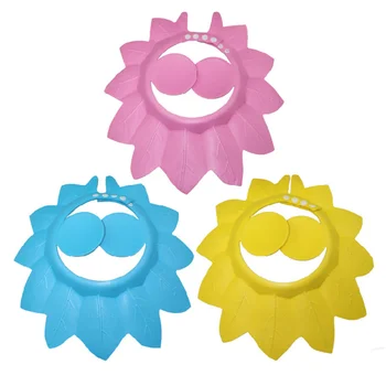 

3pcs Leaves Shape Shampoo Hat Adjustable Baby Shower Cap Waterproof Protective Ear Cap Bathing Protector Wash Hair Shield for To