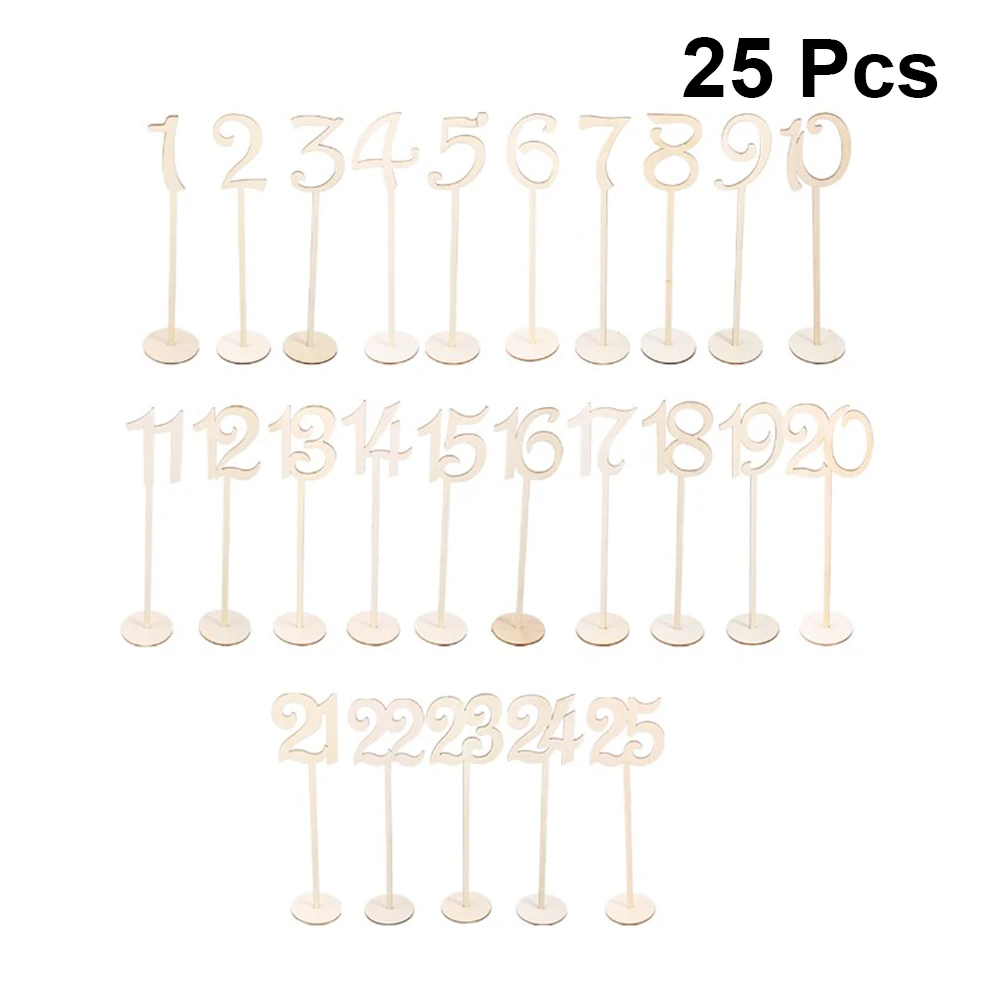 

25pcs 1 To 25 Wood Wood Table Number Holder Wedding Table Numbers Wooden Stand With Holder Base Party Events Catering Decoration
