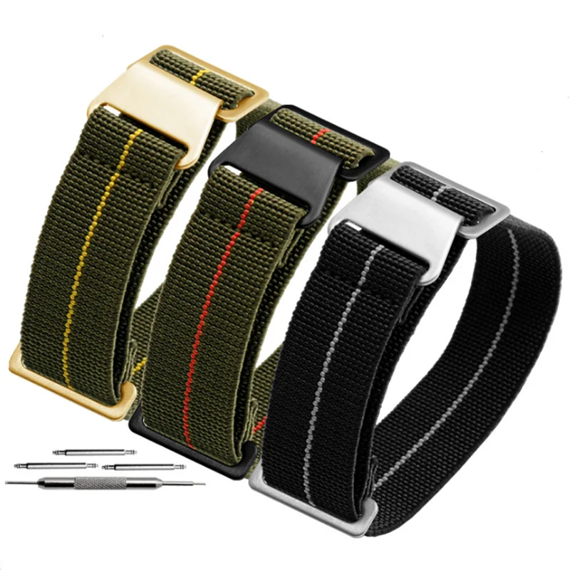 

20 21 22 mm French Troops Parachute Bag For NATO Elastic Nylon Belt General Brands Wacthband Watch Strap Band Military Bracelet
