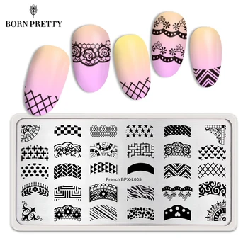 

BORN PRETTY French Rectangle Nail Stamping Plate 12*6cm Nail Art Image Stamp Template Stencil BPX-L005
