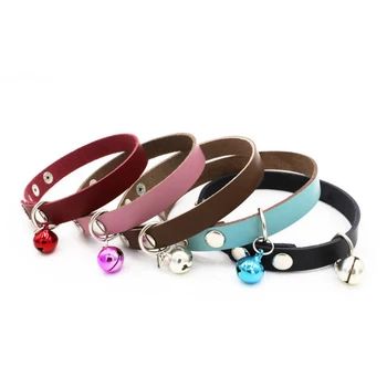 

Fashion Cowhide Leather Snap Buttons Pet Dog Cat Adjustable Neck Collar Decor Pet Collar