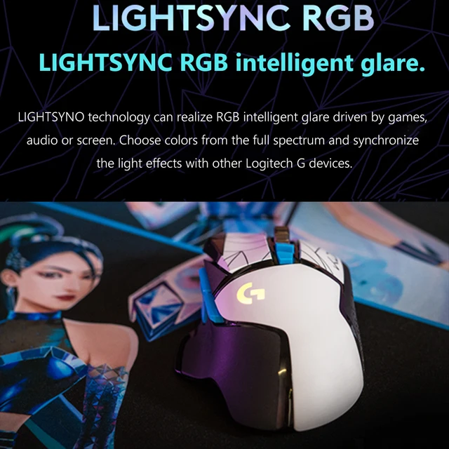 Logitech G502 Hero K/DA High Performance Gaming Mouse - Hero 25K Sensor 11  Programmable Buttons League of Legends KDA Gaming