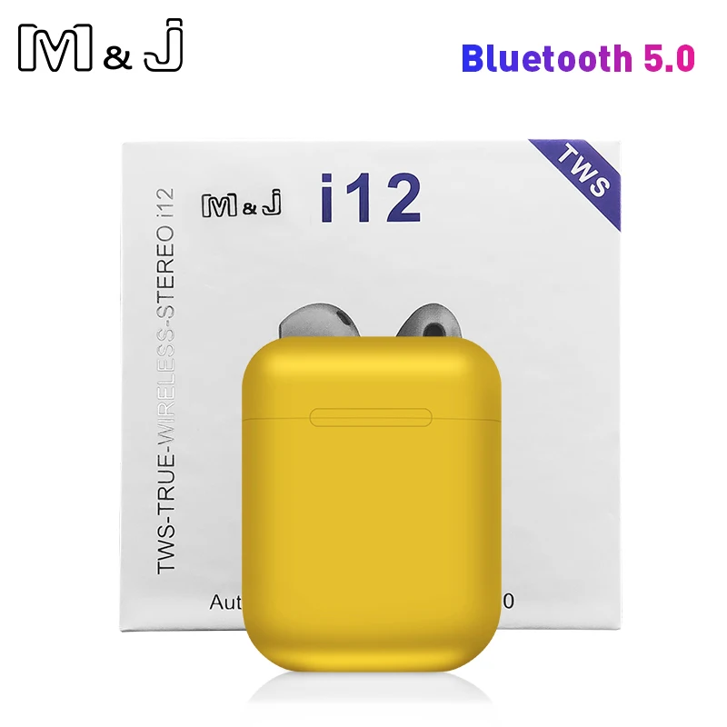 Yellow Dro pshipping i12 TWS Bluetooth 5,0 беспроводные наушники двойные звонки стерео умные сенсорные наушники для iPhone Pk I10 I9s наушники - Цвет: Yellow