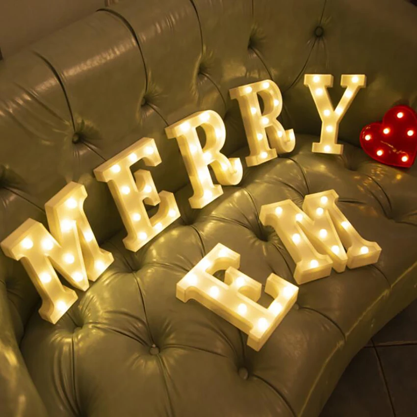 Led Letter Lights 3D Night Lamp 26 Alphabet A-Z Led Warm Light Sign Per La Festa Di Compleanno Di Capodanno San Valentino Decorazione Della Casa