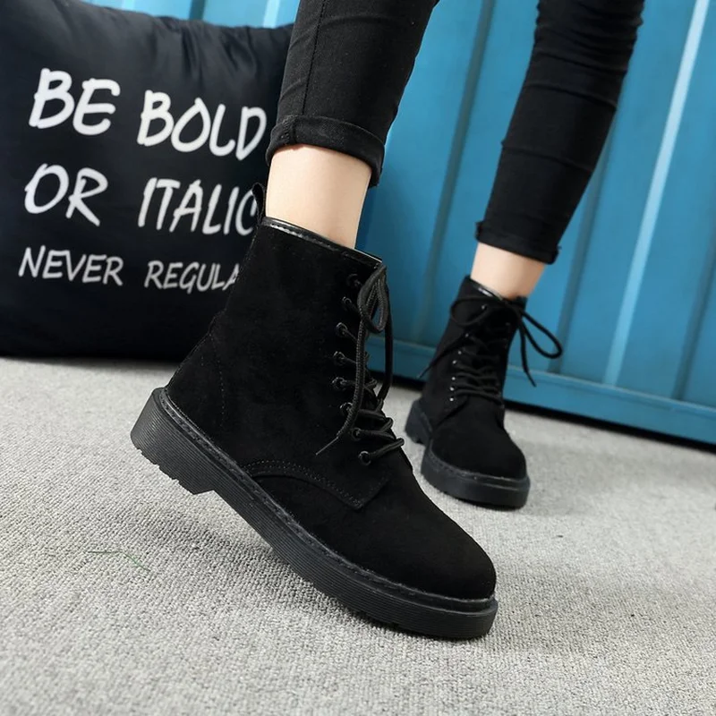 Fashion Women Martins Boots Female Wedge Boots Increasing Platform Retro Female Shoes Punk Style Suede Leather Boots