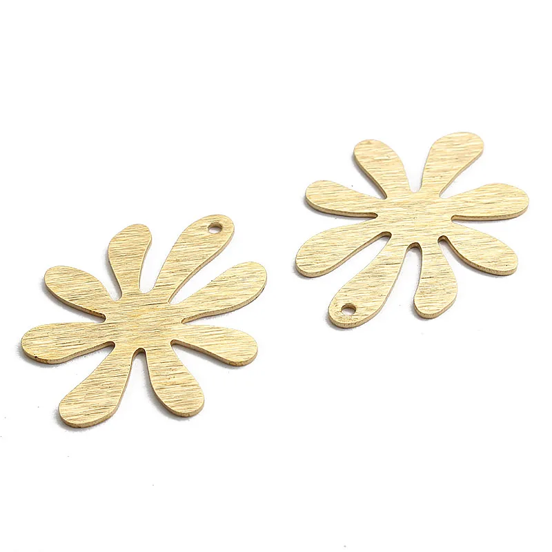10pcs Polished Raw Brass Flower Leaf Sector Moon Square Shell Dragonfly Shape Charms Pendant For Jewelry Earring Necklace Making