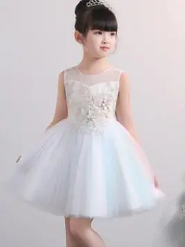 flower tassel girls dress kids evening prom ball gown costume baby first communion dress with bow vestidos de comunion - Цвет: Зеленый
